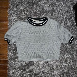 Quilted Grey Short Sleeve Crop Top